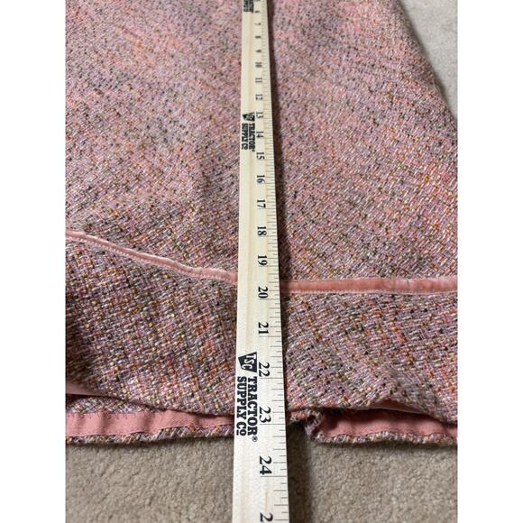 Gap Size 12 Wool Blend Black Pink Tweed Pencil Skirt Velvet Trim Flared EUC - Picture 3 of 8